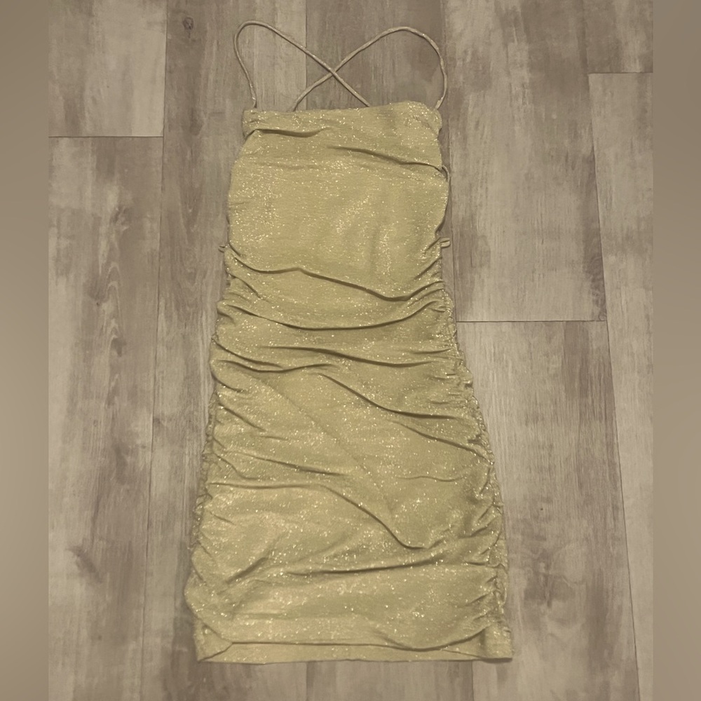 Babyboo Sparkly Gold And Curve Hugging Mini Dress… - image 3